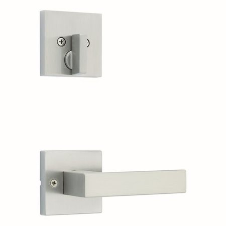 KWIKSET Single Cylinder Interior Singapore Lever Trim with Square Rose Satin Nickel Finish 971SALSQT-15